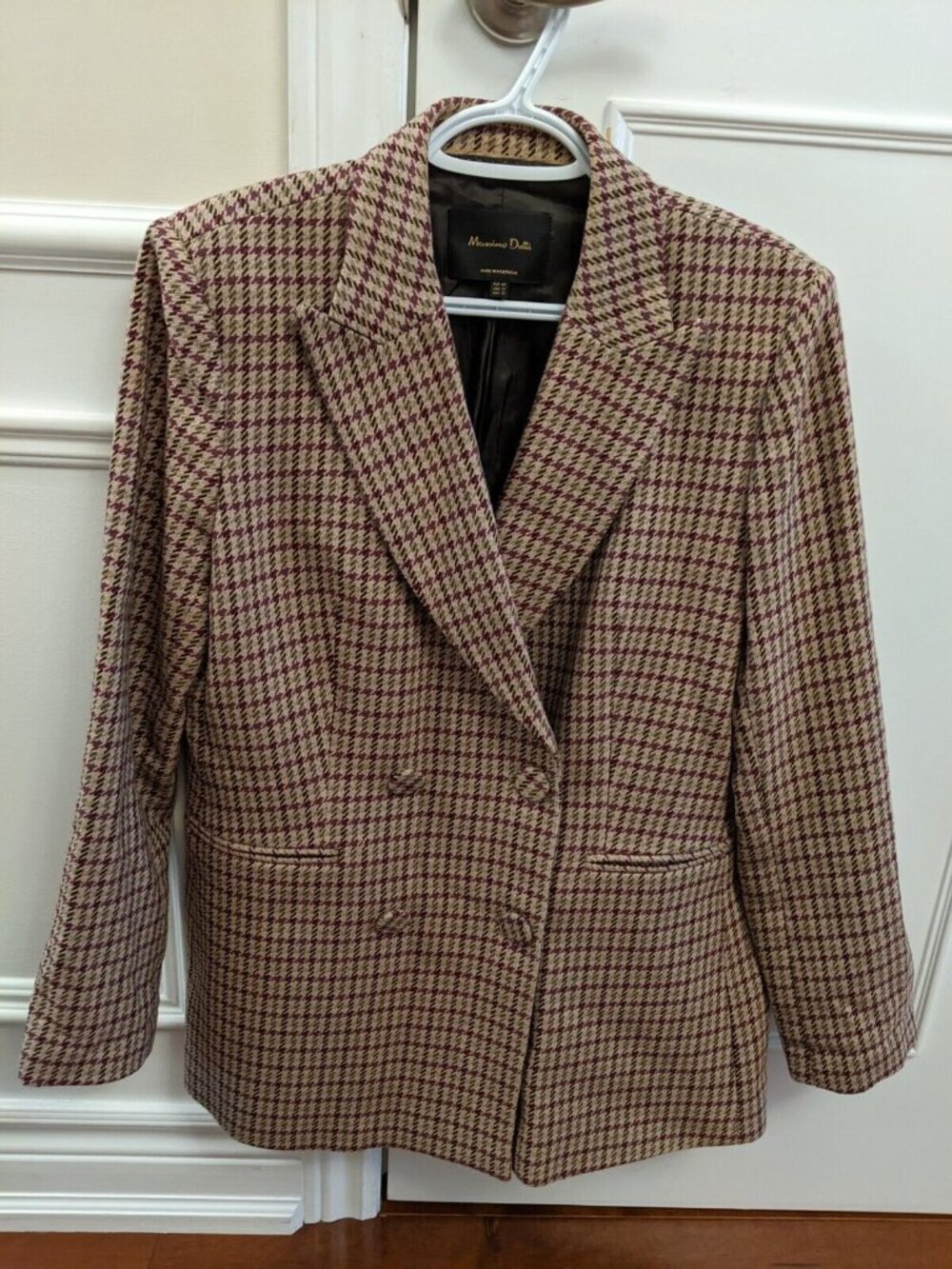 Massimo Dutti women's houndstooth cotton wool blazer in size 10